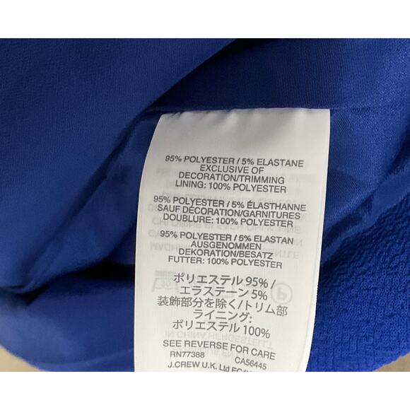 J. CREW Women Presentation Mini Dress Royal Cobalt Blue Bow Crepe Cap Sleeve 4 - Picture 7 of 14